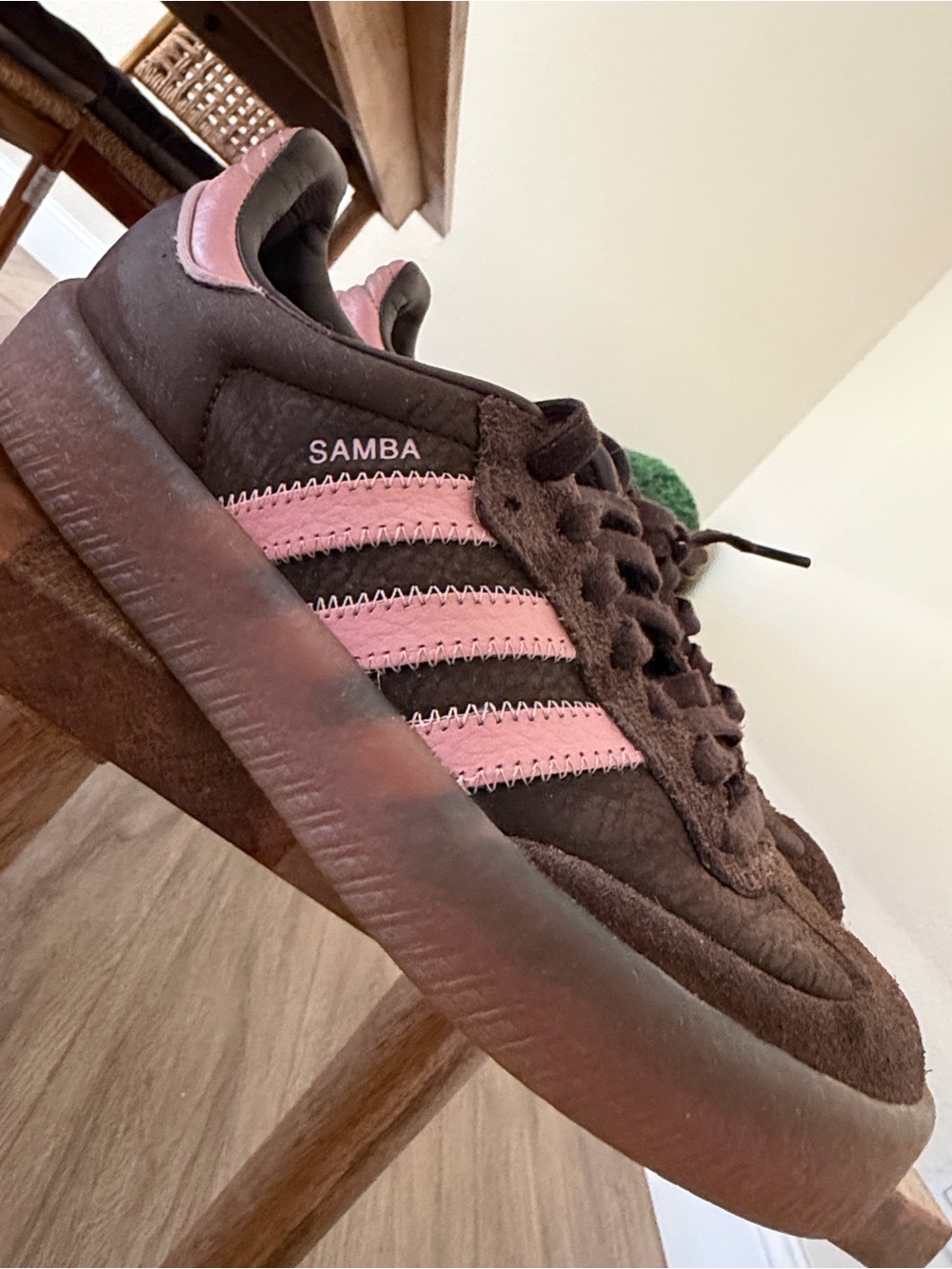 adidas Originals Samba Sneakers in Brown & Pink